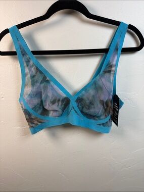 Eby Sheer Blue Wireless Mesh Bra with Underband Support NWT